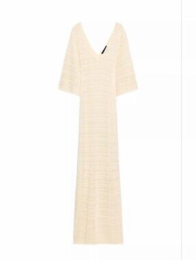 Zara Cream Crochet V-Neck Maxi Dress